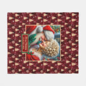 Gezellige Kerst Gooi Deken Bourgondië Gouden Kerst (Voorkant (Horizontaal))