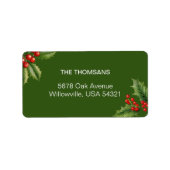 Gezellige kerst groen retour adres etiket (Voorkant)