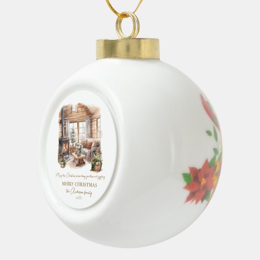 Gezellige kerst Home Familienaam Cadeau Keramische Bal Ornament (Rechts)