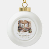 Gezellige kerst Home Familienaam Cadeau Keramische Bal Ornament (Voorkant)