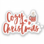 Gezellige Kerst: Hot Cocoa & Mittens Design Sticker (Voorkant)