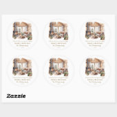 Gezellige kerst huis open haard gepersonaliseerd ronde sticker (Vel)
