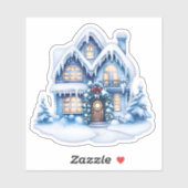 Gezellige kerst in het Feestelijke Blauwe Huis Sticker (Vel)
