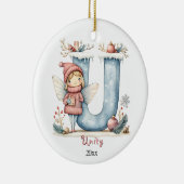 Gezellige kerst Initiaal gepersonaliseerde vakanti Keramisch Ornament (Rechts)