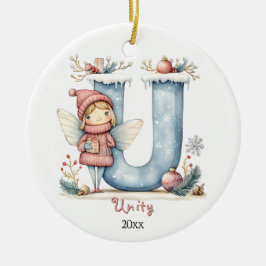 Gezellige kerst Initiaal gepersonaliseerde vakanti Keramisch Ornament