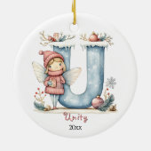 Gezellige kerst Initiaal gepersonaliseerde vakanti Keramisch Ornament (Achterkant)