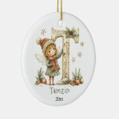 Gezellige kerst Initiaal gepersonaliseerde vakanti Keramisch Ornament (Rechts)