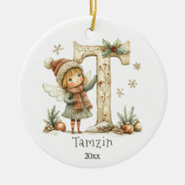 Gezellige kerst Initiaal gepersonaliseerde vakanti Keramisch Ornament