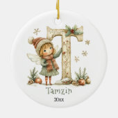 Gezellige kerst Initiaal gepersonaliseerde vakanti Keramisch Ornament (Achterkant)