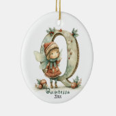 Gezellige kerst Initiaal gepersonaliseerde vakanti Keramisch Ornament (Rechts)