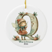 Gezellige kerst Initiaal gepersonaliseerde vakanti Keramisch Ornament (Achterkant)