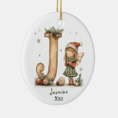 Gezellige kerst Initiaal gepersonaliseerde vakanti Keramisch Ornament (Rechts)