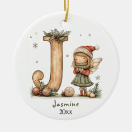 Gezellige kerst Initiaal gepersonaliseerde vakanti Keramisch Ornament
