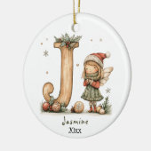 Gezellige kerst Initiaal gepersonaliseerde vakanti Keramisch Ornament (Links)
