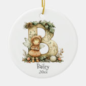 Gezellige kerst Initiaal gepersonaliseerde vakanti Keramisch Ornament (Voorkant)