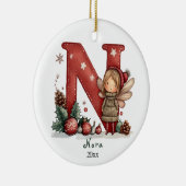 Gezellige kerst Initiaal gepersonaliseerde vakanti Keramisch Ornament (Rechts)