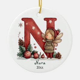 Gezellige kerst Initiaal gepersonaliseerde vakanti Keramisch Ornament