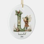 Gezellige kerst Initiaal gepersonaliseerde vakanti Keramisch Ornament (Rechts)