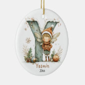 Gezellige kerst Initiaal gepersonaliseerde vakanti Keramisch Ornament (Rechts)