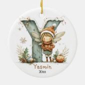 Gezellige kerst Initiaal gepersonaliseerde vakanti Keramisch Ornament (Achterkant)