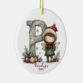 Gezellige kerst Initiaal gepersonaliseerde vakanti Keramisch Ornament (Rechts)