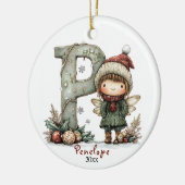 Gezellige kerst Initiaal gepersonaliseerde vakanti Keramisch Ornament (Links)