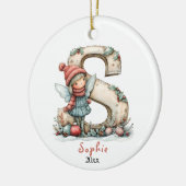 Gezellige kerst Initiaal gepersonaliseerde vakanti Keramisch Ornament (Links)