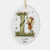 Gezellige kerst Initiaal gepersonaliseerde vakanti Keramisch Ornament (Rechts)
