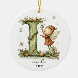 Gezellige kerst Initiaal gepersonaliseerde vakanti Keramisch Ornament