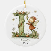 Gezellige kerst Initiaal gepersonaliseerde vakanti Keramisch Ornament (Achterkant)