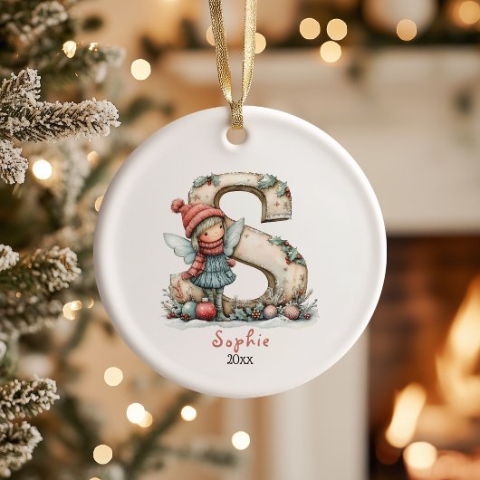 Gezellige kerst Initiaal gepersonaliseerde vakanti Keramisch Ornament