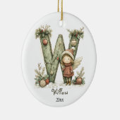 Gezellige kerst Initiaal gepersonaliseerde vakanti Keramisch Ornament (Rechts)