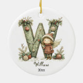 Gezellige kerst Initiaal gepersonaliseerde vakanti Keramisch Ornament (Achterkant)