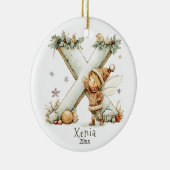 Gezellige kerst Initiaal gepersonaliseerde vakanti Keramisch Ornament (Rechts)