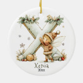 Gezellige kerst Initiaal gepersonaliseerde vakanti Keramisch Ornament (Achterkant)