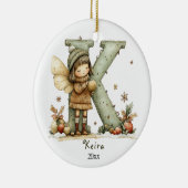 Gezellige kerst Initiaal gepersonaliseerde vakanti Keramisch Ornament (Rechts)
