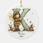 Gezellige kerst Initiaal gepersonaliseerde vakanti Keramisch Ornament (Achterkant)