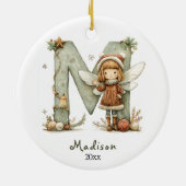 Gezellige kerst Initiaal gepersonaliseerde vakanti Keramisch Ornament (Achterkant)