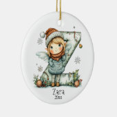 Gezellige kerst Initiaal gepersonaliseerde vakanti Keramisch Ornament (Rechts)