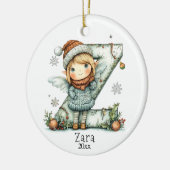 Gezellige kerst Initiaal gepersonaliseerde vakanti Keramisch Ornament (Links)