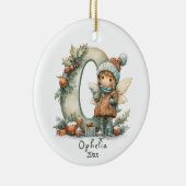 Gezellige kerst Initiaal gepersonaliseerde vakanti Keramisch Ornament (Rechts)