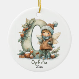 Gezellige kerst Initiaal gepersonaliseerde vakanti Keramisch Ornament