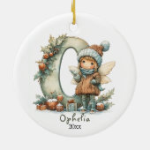 Gezellige kerst Initiaal gepersonaliseerde vakanti Keramisch Ornament (Achterkant)