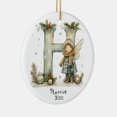 Gezellige kerst Initiaal gepersonaliseerde vakanti Keramisch Ornament (Rechts)