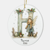 Gezellige kerst Initiaal gepersonaliseerde vakanti Keramisch Ornament (Links)