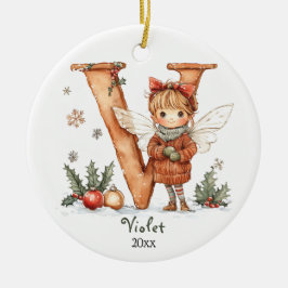 Gezellige kerst Initiaal gepersonaliseerde vakanti Keramisch Ornament
