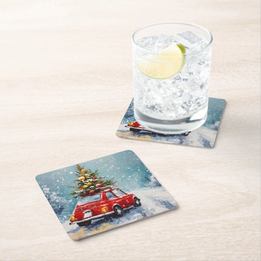  gezellige kerst kartonnen onderzetters (Insitu)