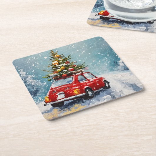  gezellige kerst kartonnen onderzetters (Schuin)