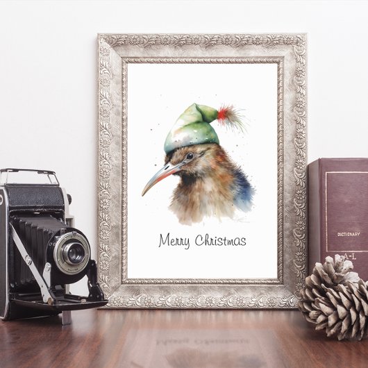 Gezellige Kerst Kiwi, op maat Poster