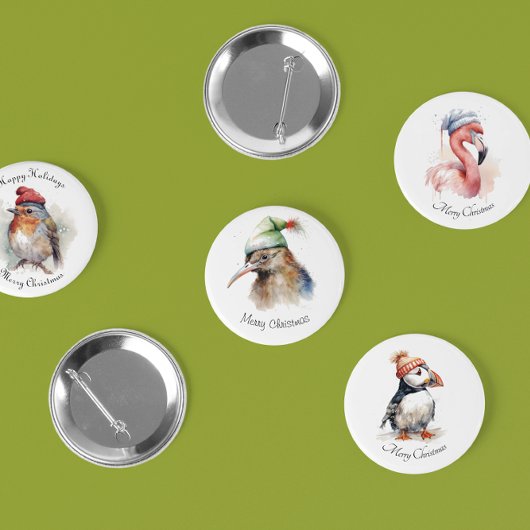 Gezellige Kerst Kiwi, op maat Ronde Button 5,7 Cm